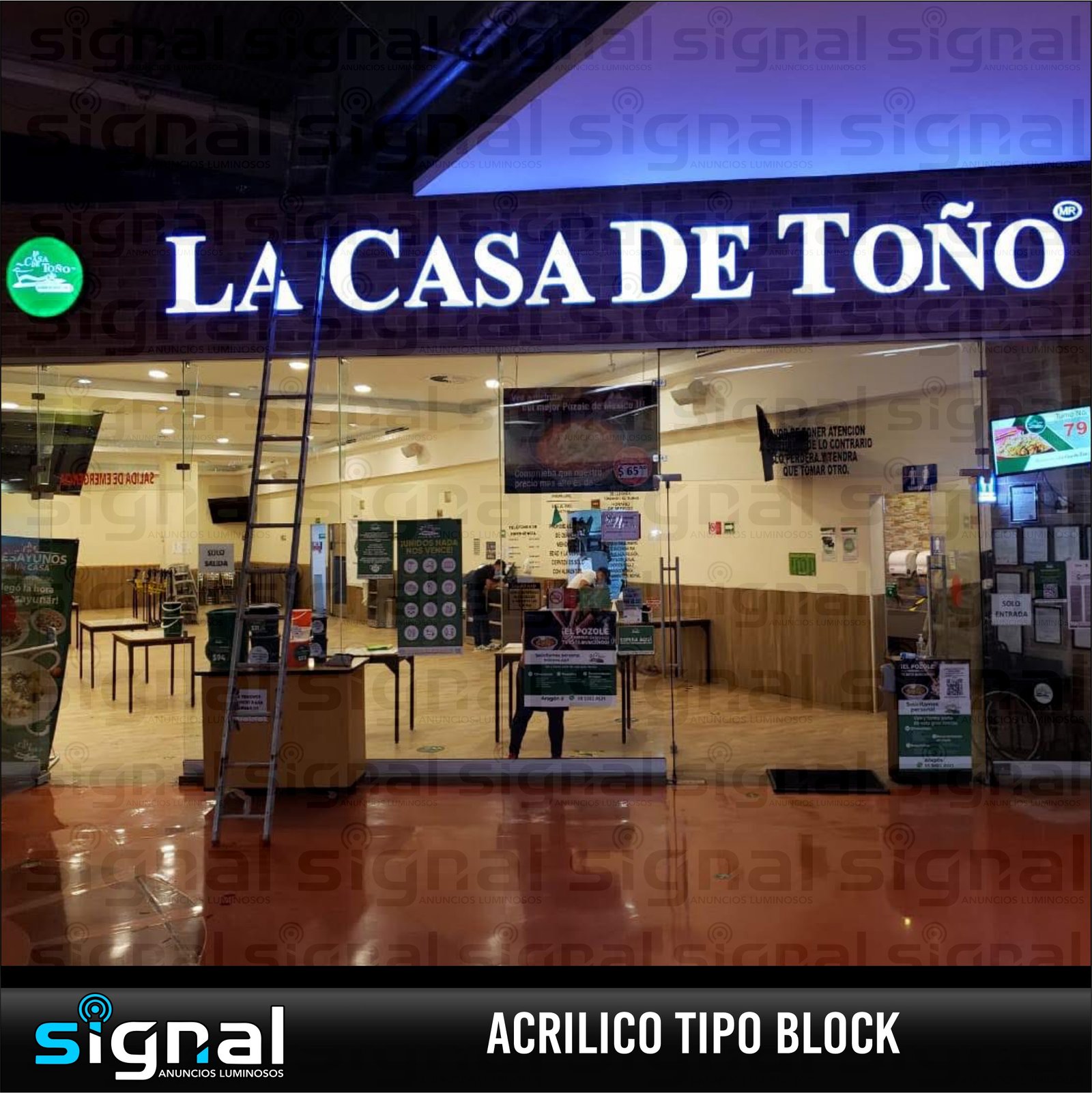 Anuncio de acrilico tipo block en merida