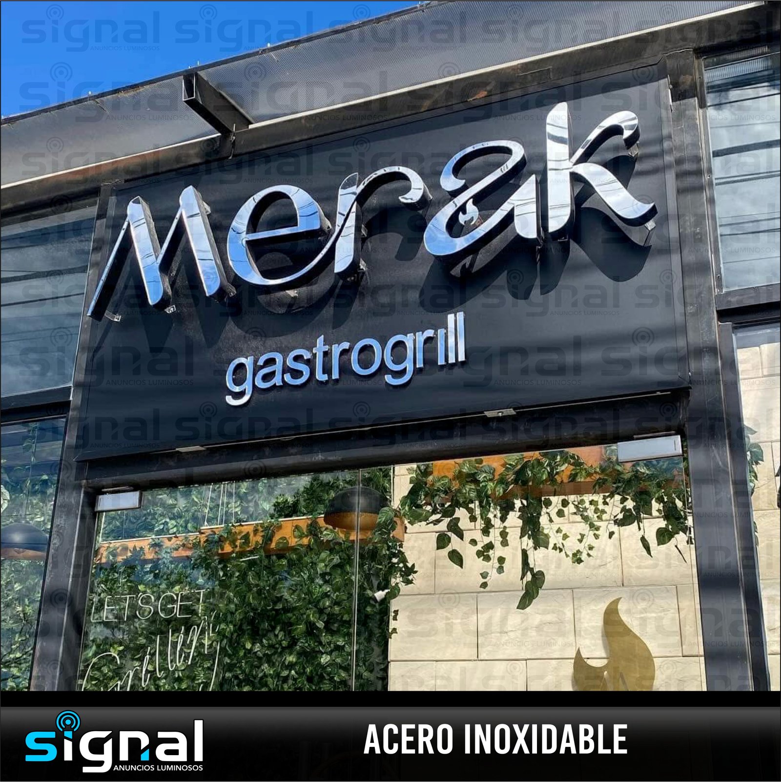 Letrero de acero inoxidable en Merida