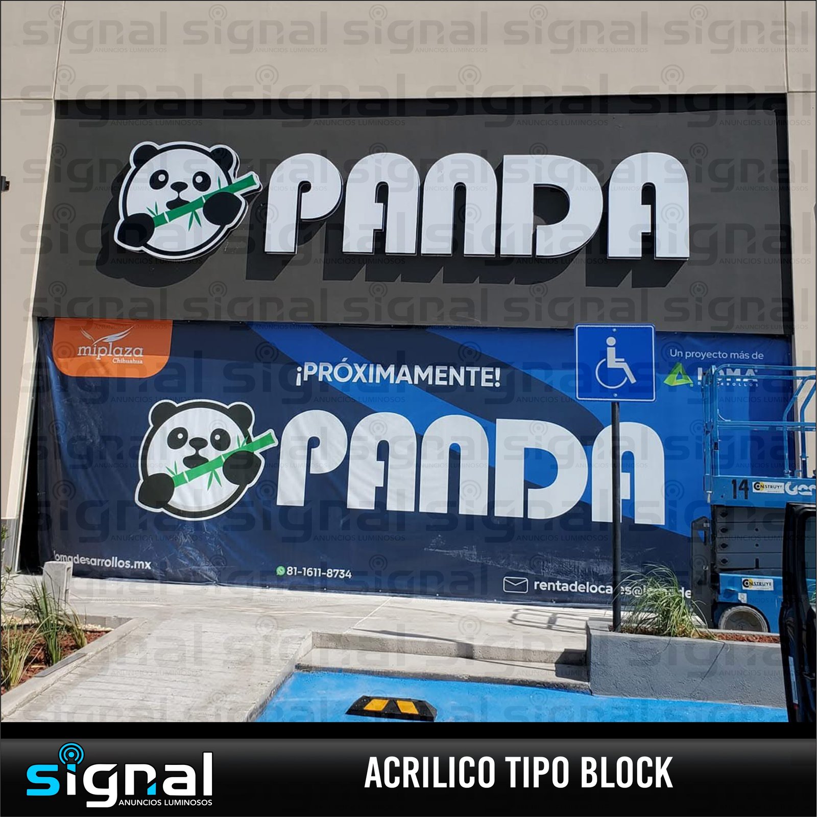 Anuncio de acrilico tipo block en merida