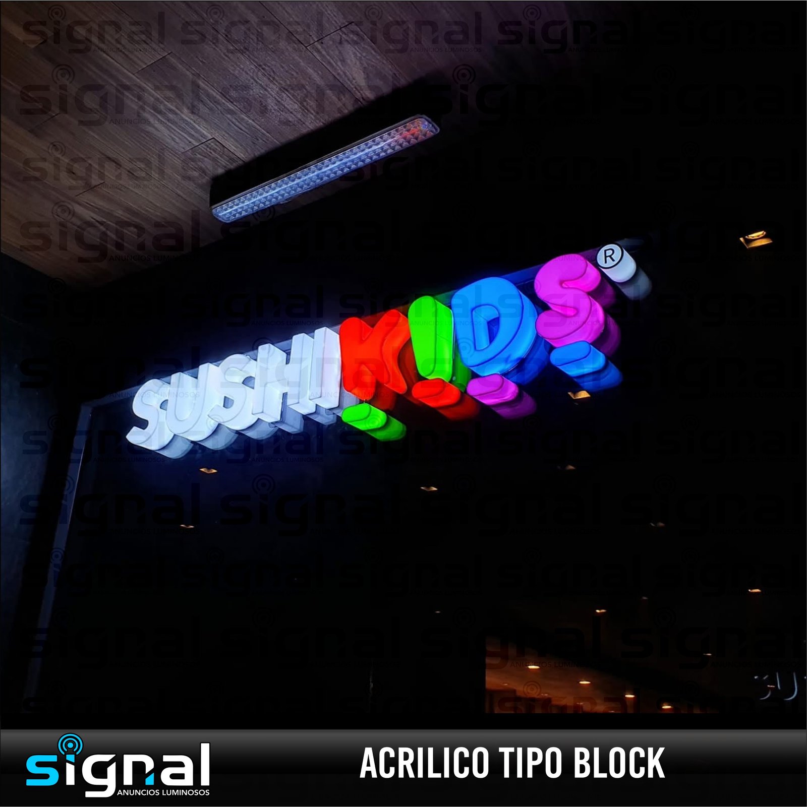 Anuncio de acrilico tipo block en merida