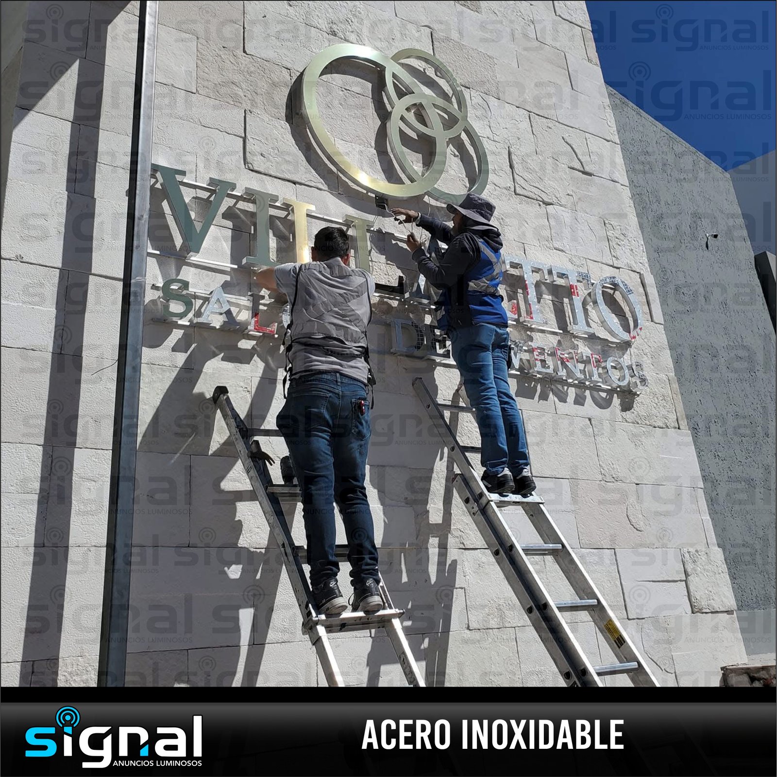 Anuncio de acero inoxidable en merida