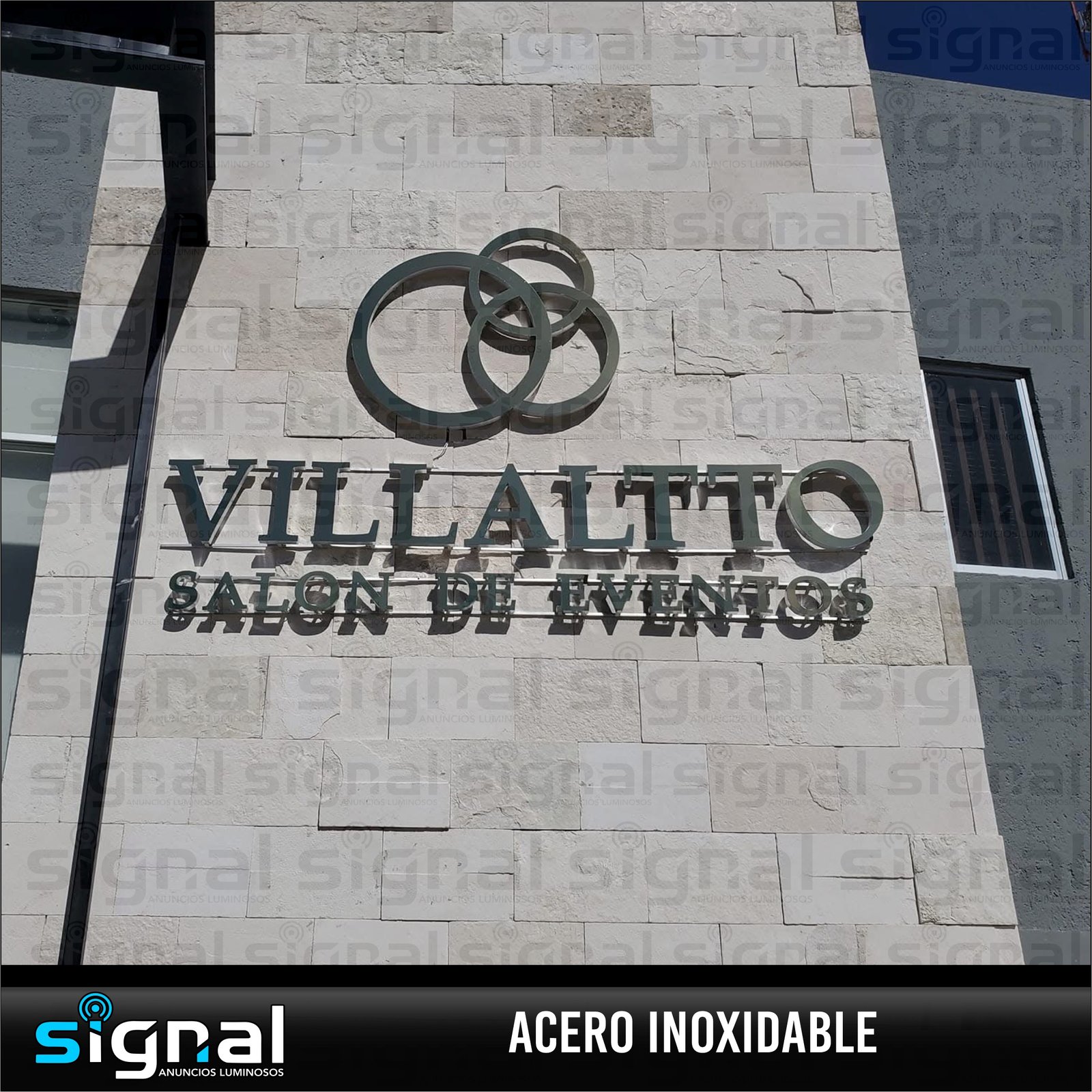 Anuncio de acero inoxidable en merida