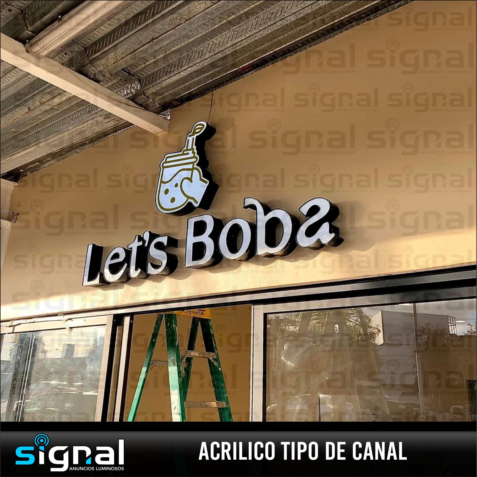 Anuncio de acrilico tipo canal en merida