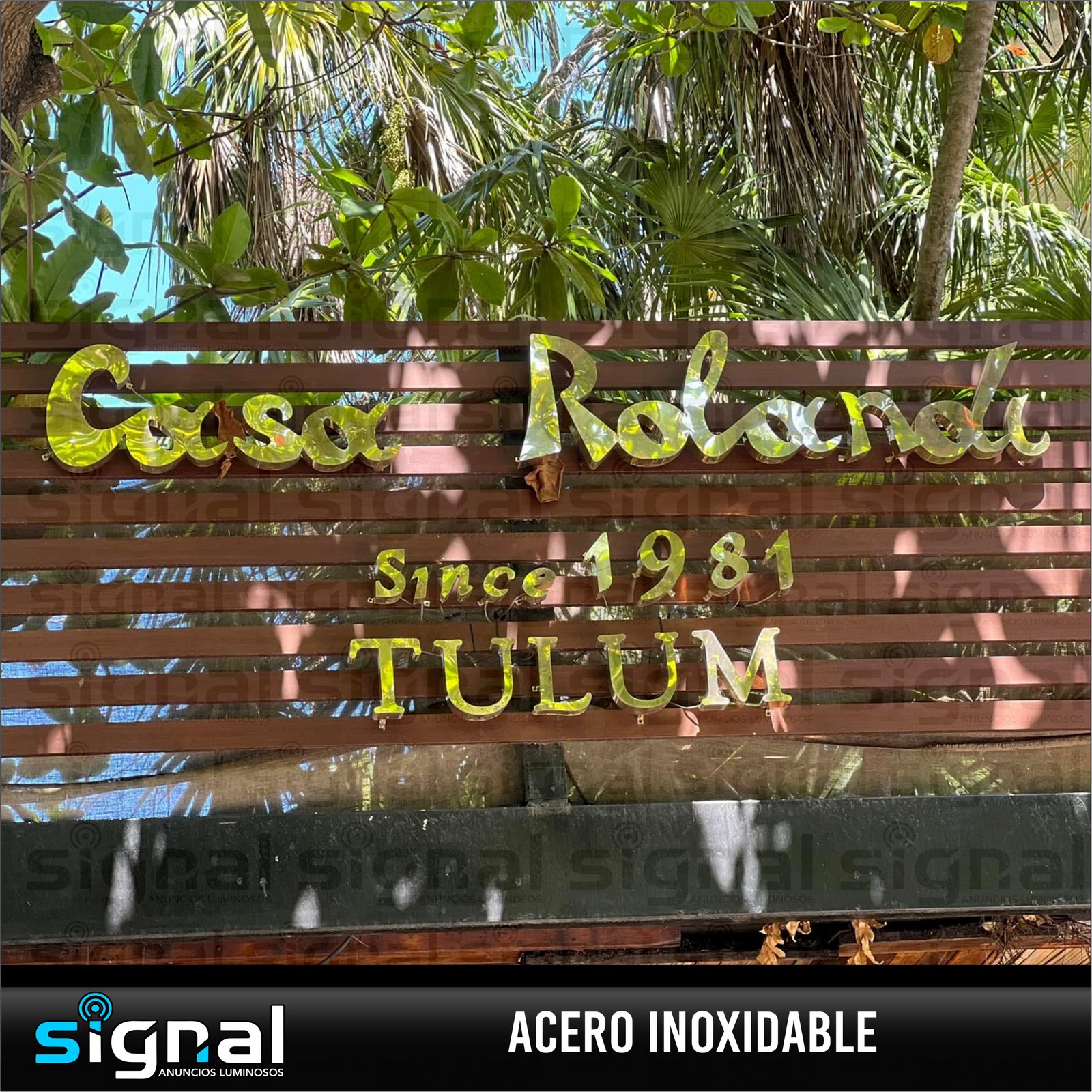 Anuncio de acero inoxidable en merida